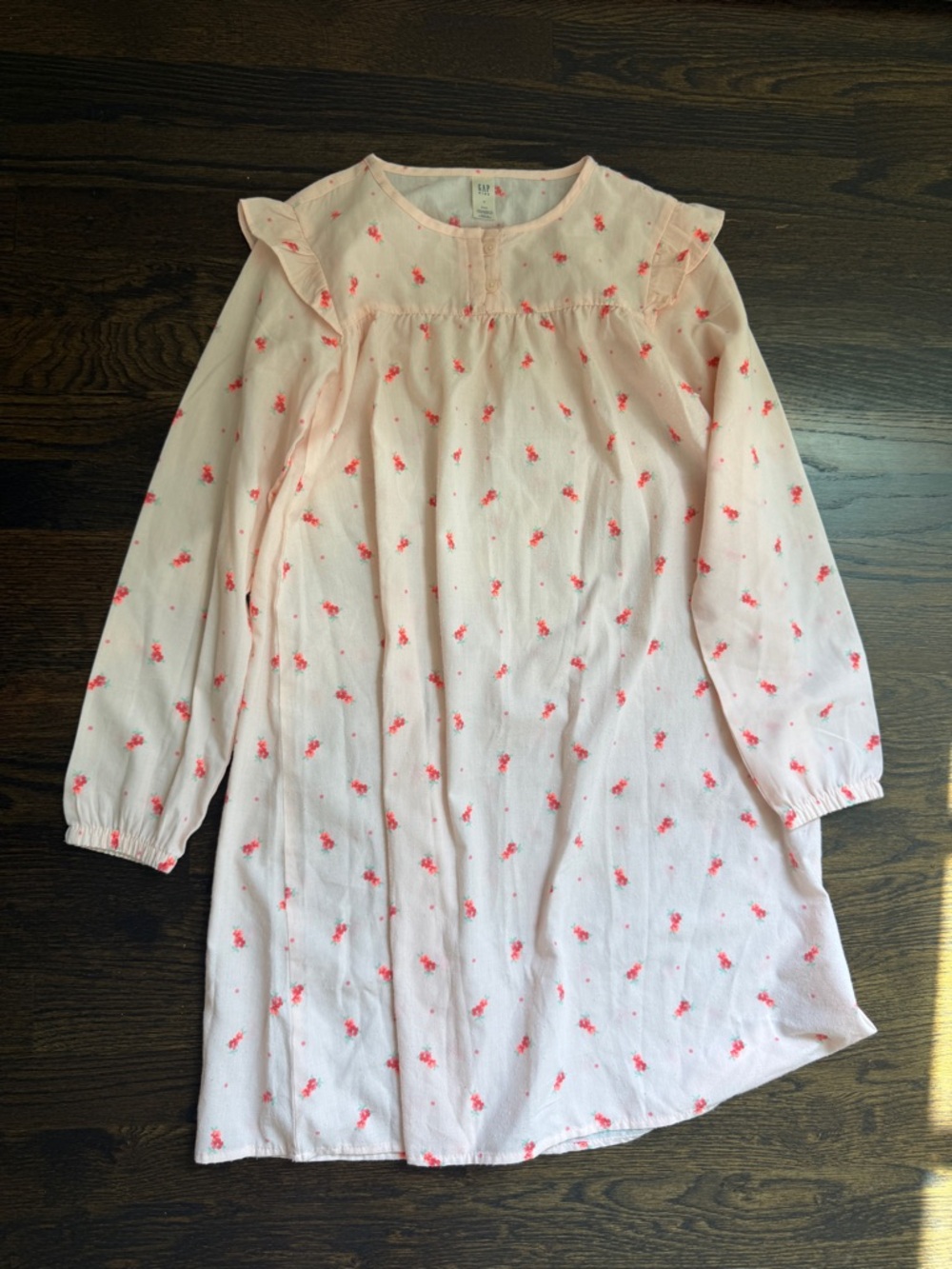 GAP Girls Light Pink Floral Long Sleeve Nightgown